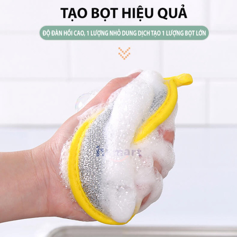 [Tặng móc trong treo Cọ] Miếng Bọt Biển Rửa Chén 2 Mặt Vải Lưới Tạo Bọt Rửa Bát Cọ Nồi Đa Năng Tiện Lợi
