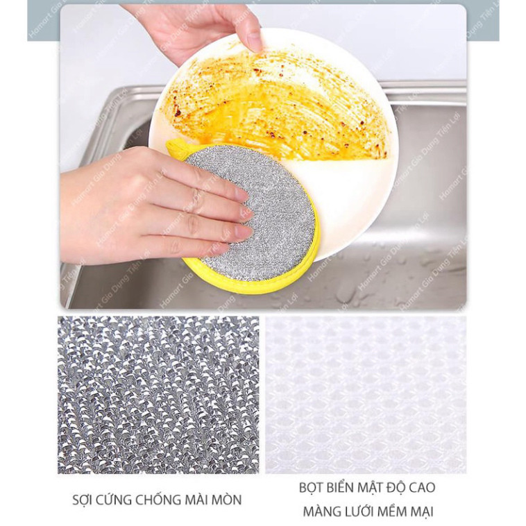 [Tặng móc trong treo Cọ] Miếng Bọt Biển Rửa Chén 2 Mặt Vải Lưới Tạo Bọt Rửa Bát Cọ Nồi Đa Năng Tiện Lợi
