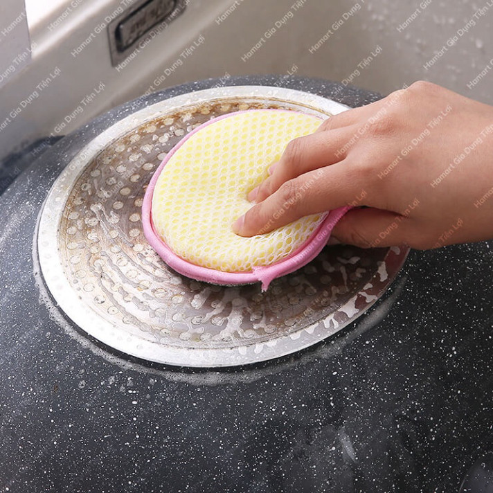 [Tặng móc trong treo Cọ] Miếng Bọt Biển Rửa Chén 2 Mặt Vải Lưới Tạo Bọt Rửa Bát Cọ Nồi Đa Năng Tiện Lợi