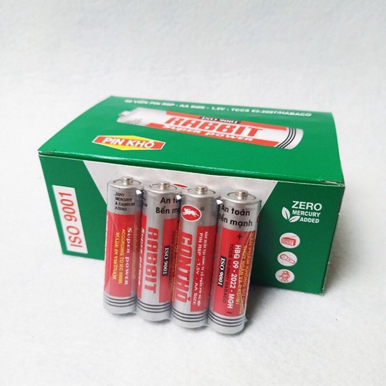 Hộp 24 Viên Pin AA Con Thỏ (Pin Lớn) Dùng Cho Đồ Chơi, Chuột Máy Tính, Đồng Hồ Treo Tường, Máy Đo Huyết Áp