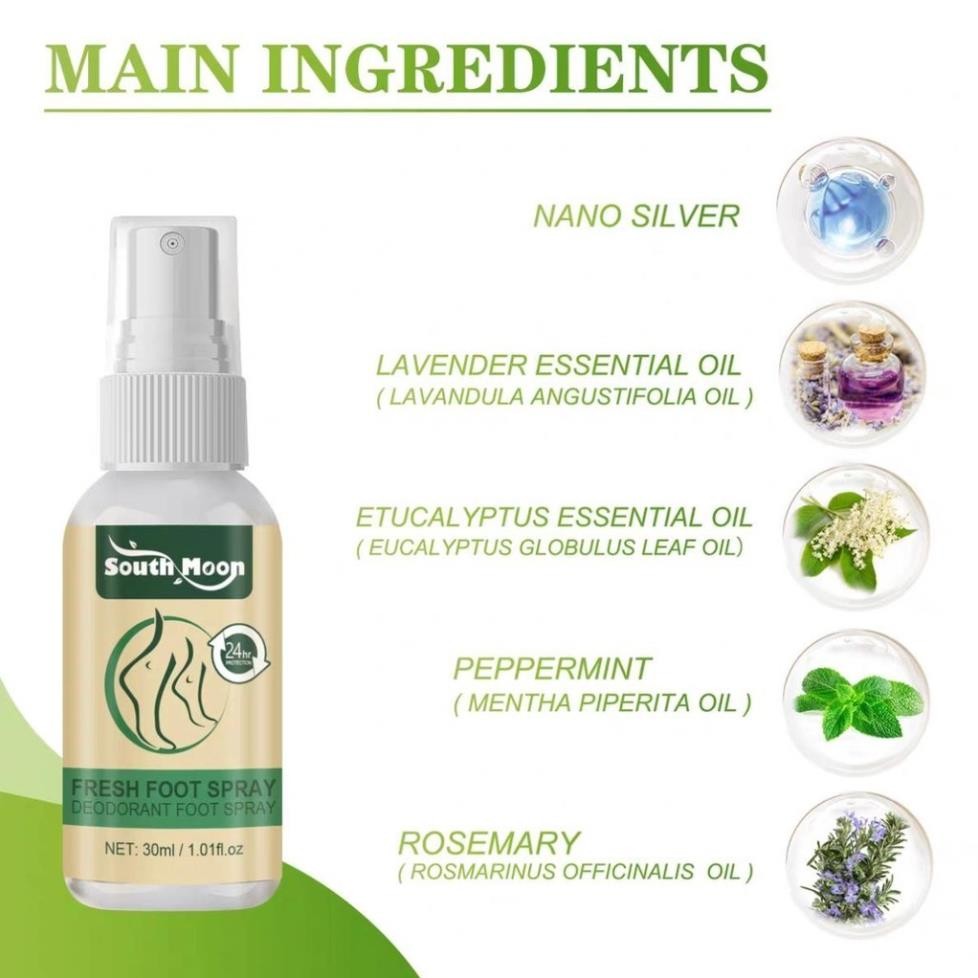 Xịt hôi chân khử mùi giày SOUTH MOON 30ml chiết xuất tự nhiên từ bạc hà khử mùi hôi hiệu quả H09