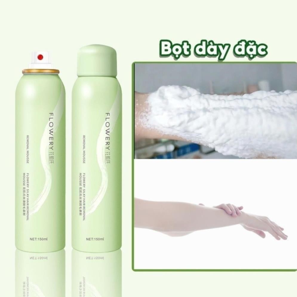 Kem tẩy lông nhanh FLOWERY chính hãng Xịt tẩy lông sạch bất chấp mọi loại lông trong 10 phút H15