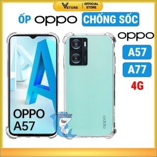 ốp lưng oppo a57 / a77 4g 2022 dẻo trong suốt silicon cao cấp chống sốc bảo vệ điện thoại viền vuông Vstore