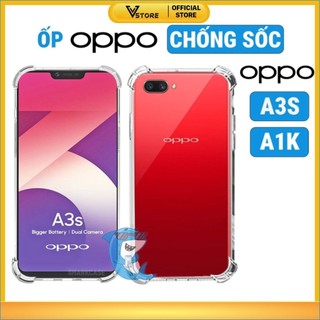 ốp lưng oppo a3s, a1k dẻo trong suốt silicon cao cấp chống sốc bảo vệ điện thoại viền vuông Vstore