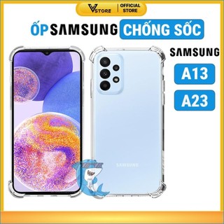 ốp lưng samsung a13, a23 nhựa dẻo trong suốt silicon cao cấp chống sốc va đập cạnh vuông bảo vệ Vstore