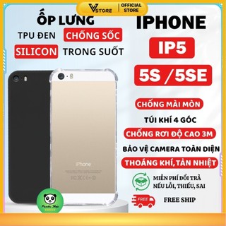 Ốp lưng iphone iphone 5/ 5S /5 SE Bảo Vệ Cam, Chống Sốc, Trong Suốt, Silicon Vstore
