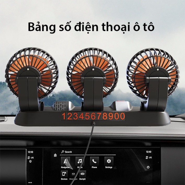 Quạt ô tô 10W cắm tẩu 12v xoay 360 độ cho xe tải, xe con