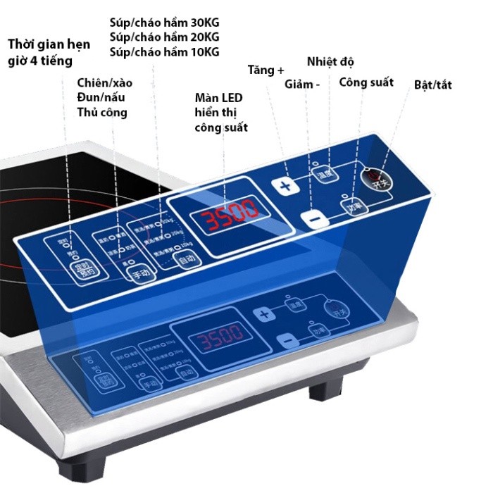 Bếp điện từ đơn, bếp điện từ công nghiệp 3500W đa năng sử dụng cho gia đình và hàng quán