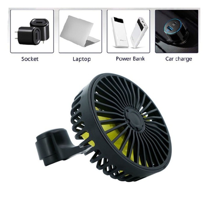 Quạt làm mát mini usb 5v xoay 360 cho xe tải, xe con tiện lợi