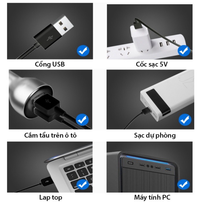 Quạt làm mát mini usb 5v xoay 360 cho xe tải, xe con tiện lợi