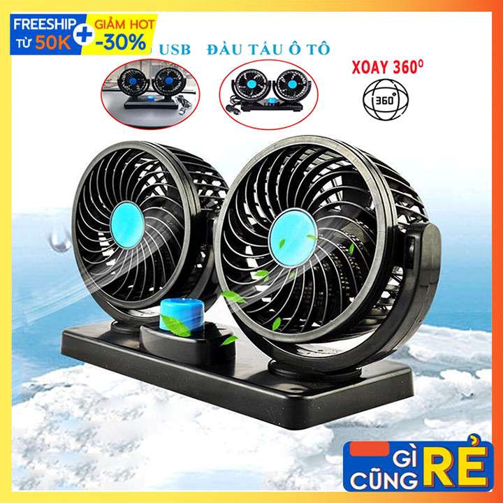 Quạt ô tô mini 10W cắm nguồn usb 5v đa năng xoay 360 độ siêu mát
