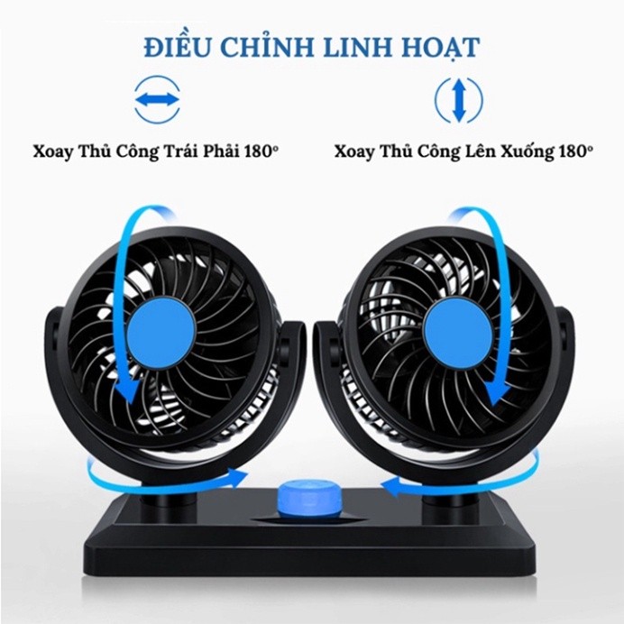 Quạt ô tô mini 10W cắm nguồn usb 5v đa năng xoay 360 độ siêu mát
