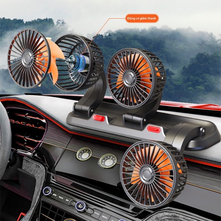 Quạt ô tô 10W cắm tẩu 24v xoay 360 độ cho xe tải, xe con