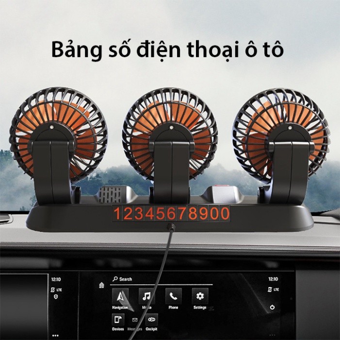 Quạt ô tô 10W cắm tẩu 24v xoay 360 độ cho xe tải, xe con