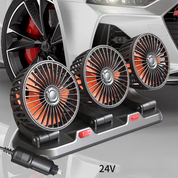 Quạt ô tô 10W cắm tẩu 24v xoay 360 độ cho xe tải, xe con