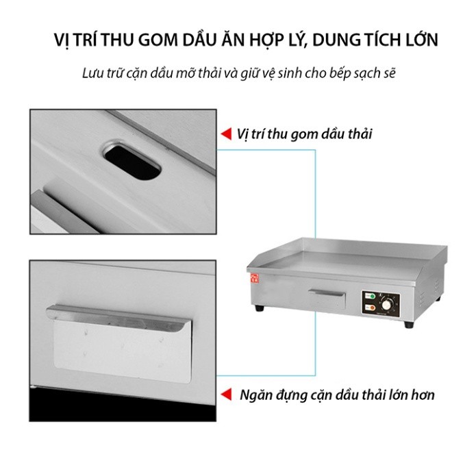 Bếp chiên mặt phẳng 3000W kiểm soát nhiệt độ chính xác, chống dính tốt