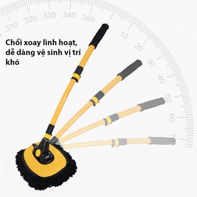Chổi rửa nóc xe ô tô chổi lau xe ô tô cán dài 3 mức gấp gọn