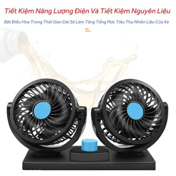 Quạt ô tô, quạt xe ô tô 10W 12v xoay 360 để trên ô tô nhỏ gọn cực mát
