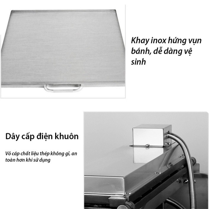 Máy làm bánh cá taiyaki 3000W gia nhiệt kép 2 mặt, chống dính teflon siêu bền