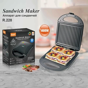 Máy ép bánh mì RAF 1400W làm nóng nhanh, bánh chín đều 2 mặt