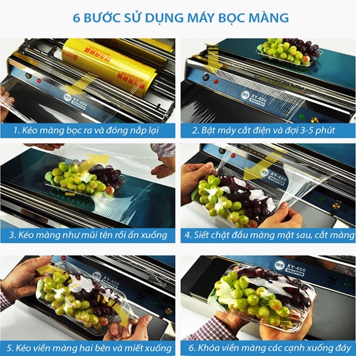Máy bọc khay thực phẩm HW-450 350W bảo quản thực phẩm trở nên đơn giản, hiệu quả