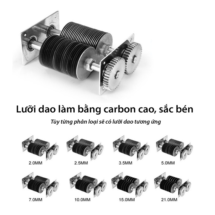 Máy thái thịt chín lưỡi 2.5mm 850W đa năng cắt mỡ hạt lựu, thái thịt, tai heo, bì lợn