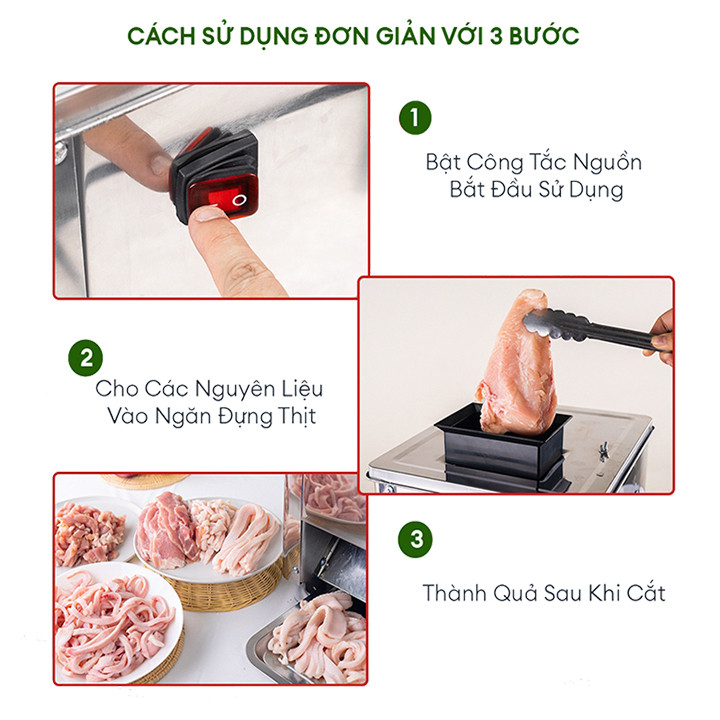 Máy thái thịt chín lưỡi 2.5mm 850W đa năng cắt mỡ hạt lựu, thái thịt, tai heo, bì lợn