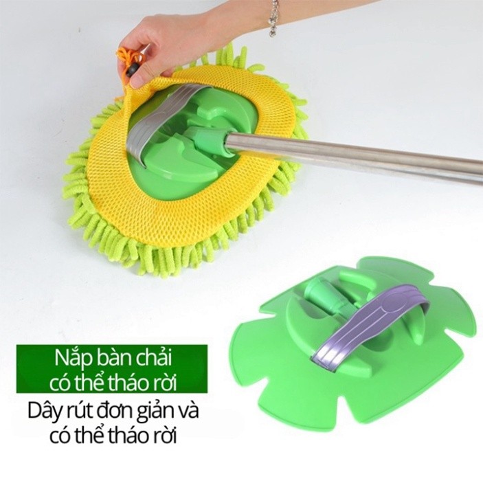 Chổi lau oto, chổi rửa xe ô tô cán dài kéo dài 1m, sợi nhung mềm mại lau siêu sạch