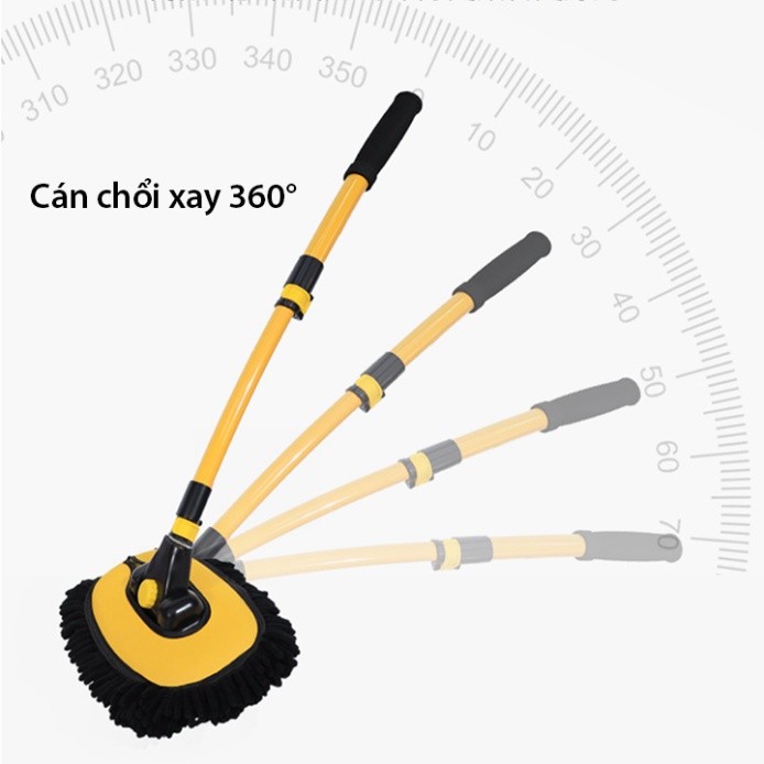 Chổi rửa xe ô tô cán dài 3 nấc chuyên dụng, uốn cong 15 độ