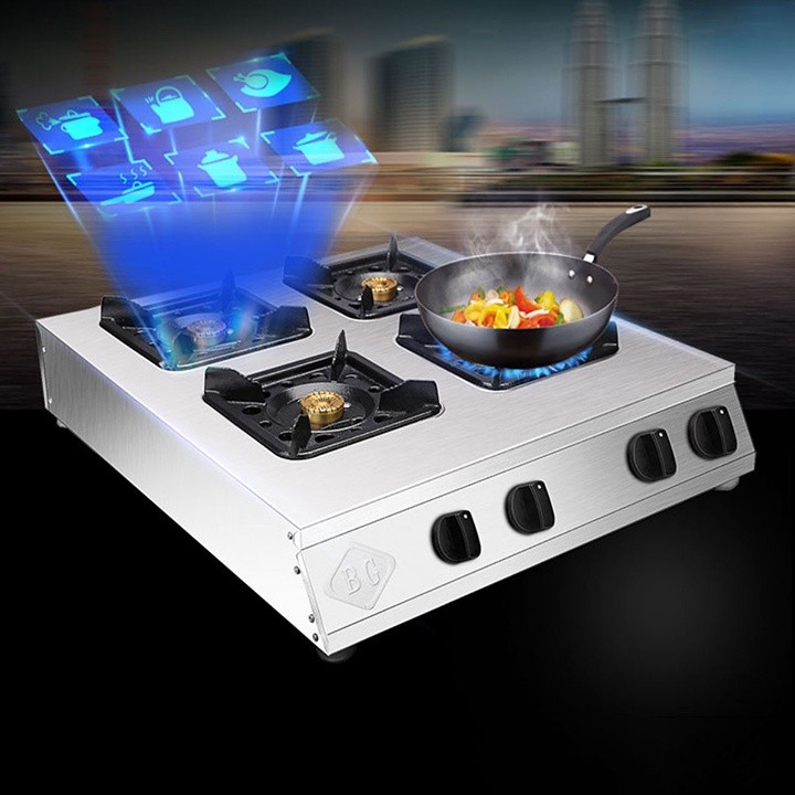 Bếp gas nấu mì cay 4 họng đốt nhiệt độ cao, ngọn lửa tỏa đều