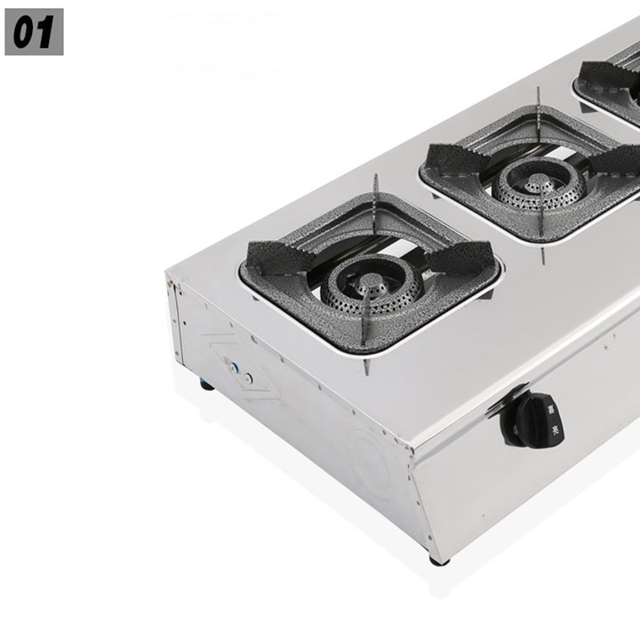 Bếp ga 4 cửa ngang chất liệu inox, vệ sinh dễ dàng