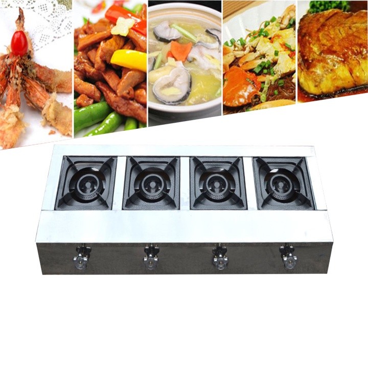 Bếp ga 4 cửa ngang chất liệu inox, vệ sinh dễ dàng