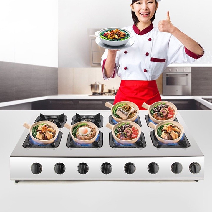 Bếp ga nấu mỳ cay 8 họng đốt nhiệt độ cao, ngọn lửa tỏa đều