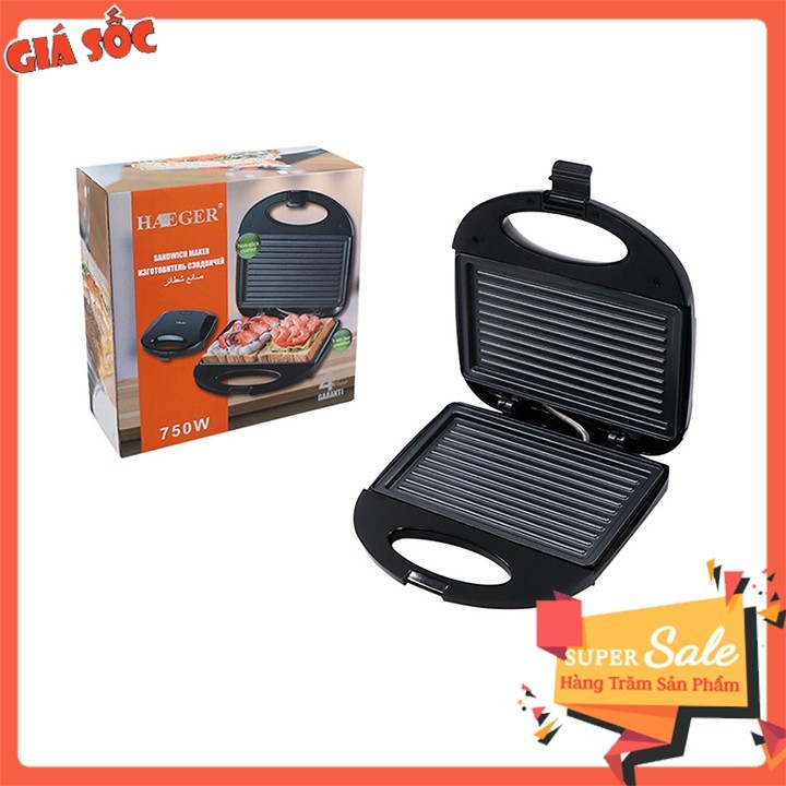 Máy nướng bánh mì sandwich HAEGER RAF 750W làm nóng nhanh, bánh chín đều 2 mặt