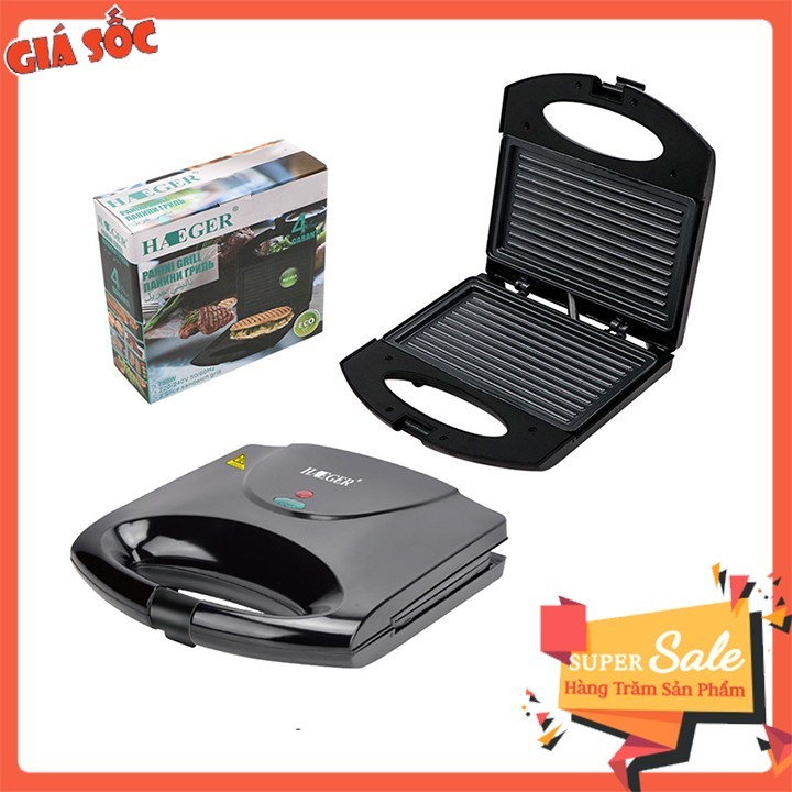 Kẹp nướng bánh mì HAEGER RAF 750W làm nóng nhanh, bánh chín đều 2 mặt