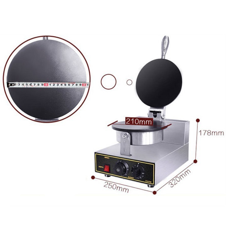 Máy làm bánh quế cuộn công nghiệp 1300W gia nhiệt kép, chống dính telfon siêu bền
