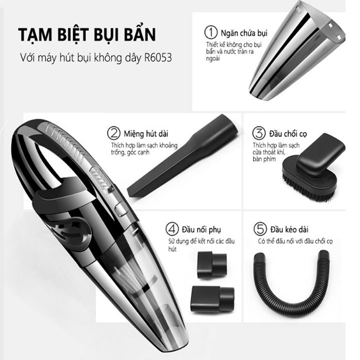 Máy hút bụi cầm tay R.6053 120W màu sắc hiện đại, kiểu dáng sang trọng
