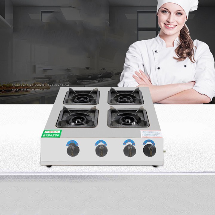 Bếp ga công nghiệp 4 họng đốt nhiệt độ cao, ngọn lửa tỏa đều