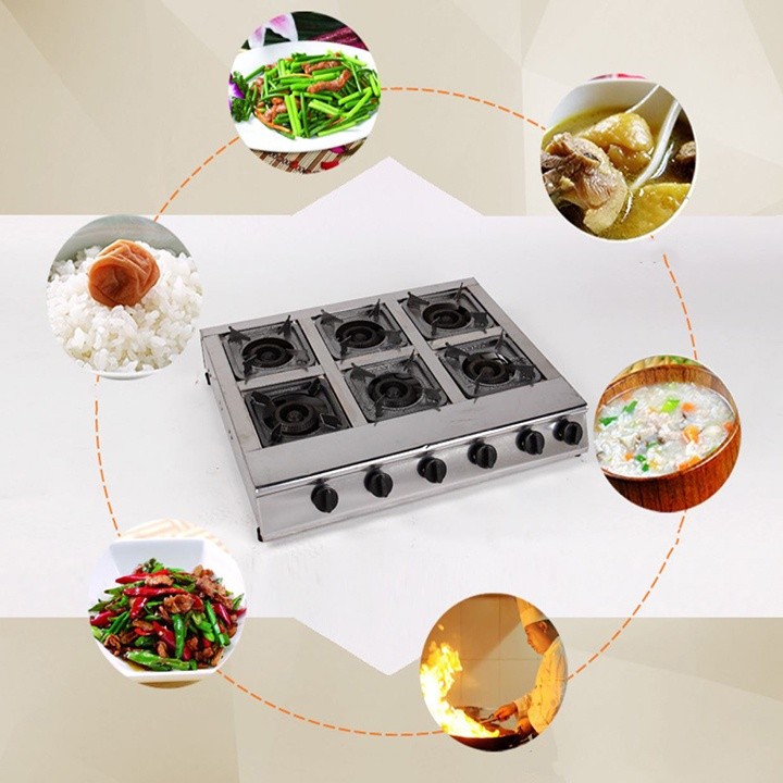 Bếp ga nấu mỳ cay 6 họng làm mì cay, bánh xèo, cơm niêu
