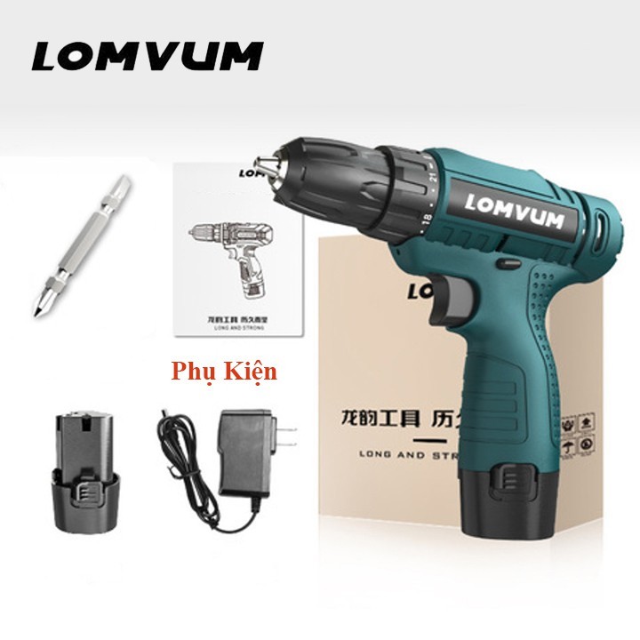 Máy khoan pin cầm tay 36V 2 pin kèm nhiều phụ kiện