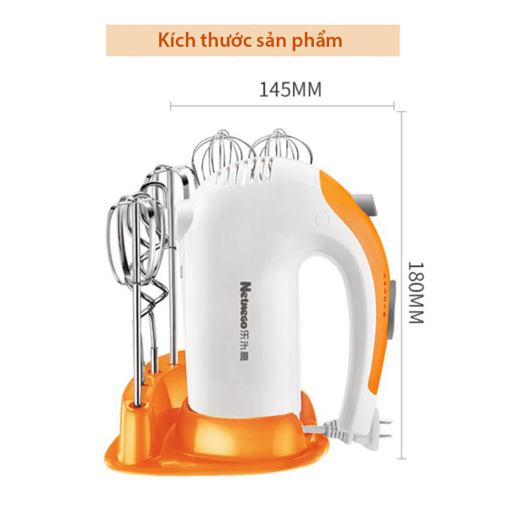 Máy đánh kem trộn NETMEGO 300W công suất cao, 5 tốc độ linh hoạt