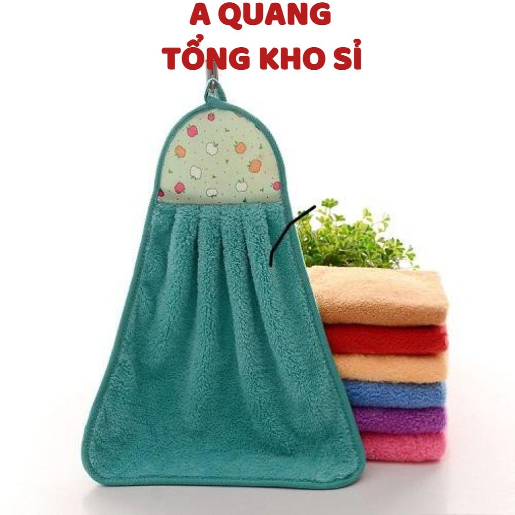 Combo 2 Khăn lau tay - Khăn treo bếp - Khăn lau có móc treo - Khăn tiện dụng
