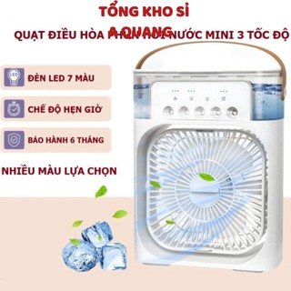 Quạt Điều Hòa Phun Sương Mini-  Quạt Làm Mát Bằng Hơi Nước Để Bàn 3 Chế Độ Tích Hợp Đèn Led Cổng Sạc USB - 968 New New