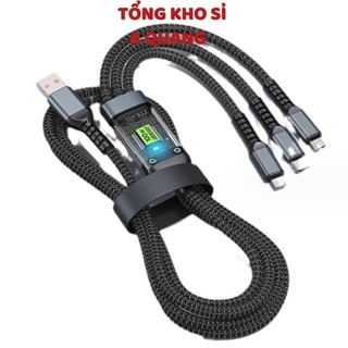 Cáp Sạc Nhanh 3 Đầu,  Dây Sạc Tự Ngắt Bọc Dù 100W Tích Hợp 3 Cổng Micro, Usb, Type C 3 In 1 MÃ: 996