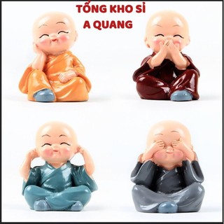 Bộ Tượng Chú Tiểu Hòa Thượng Tứ Không - Phật Phong Thủy Mini 4 Tư Thế, Trang Trí Xe Hơi, Để Bàn- 31