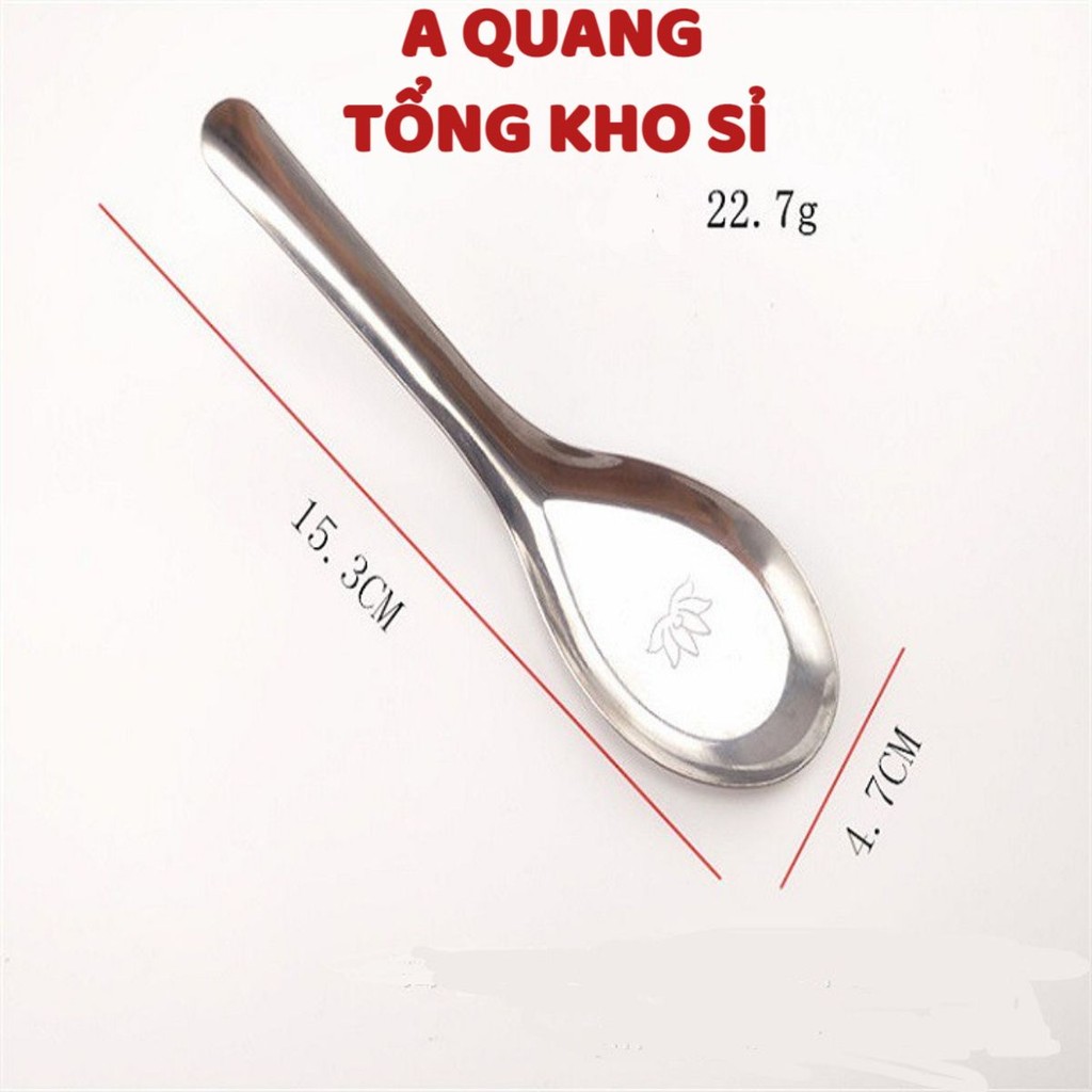 10 THÌA PHỞ HOA SEN INOX KHÔNG GỈ SÁNG BÓNG ĐẸP, Thìa ăn phở, muỗng ăn cơm inox không gỉ ,cán dày sáng bóng, cầm chắc
