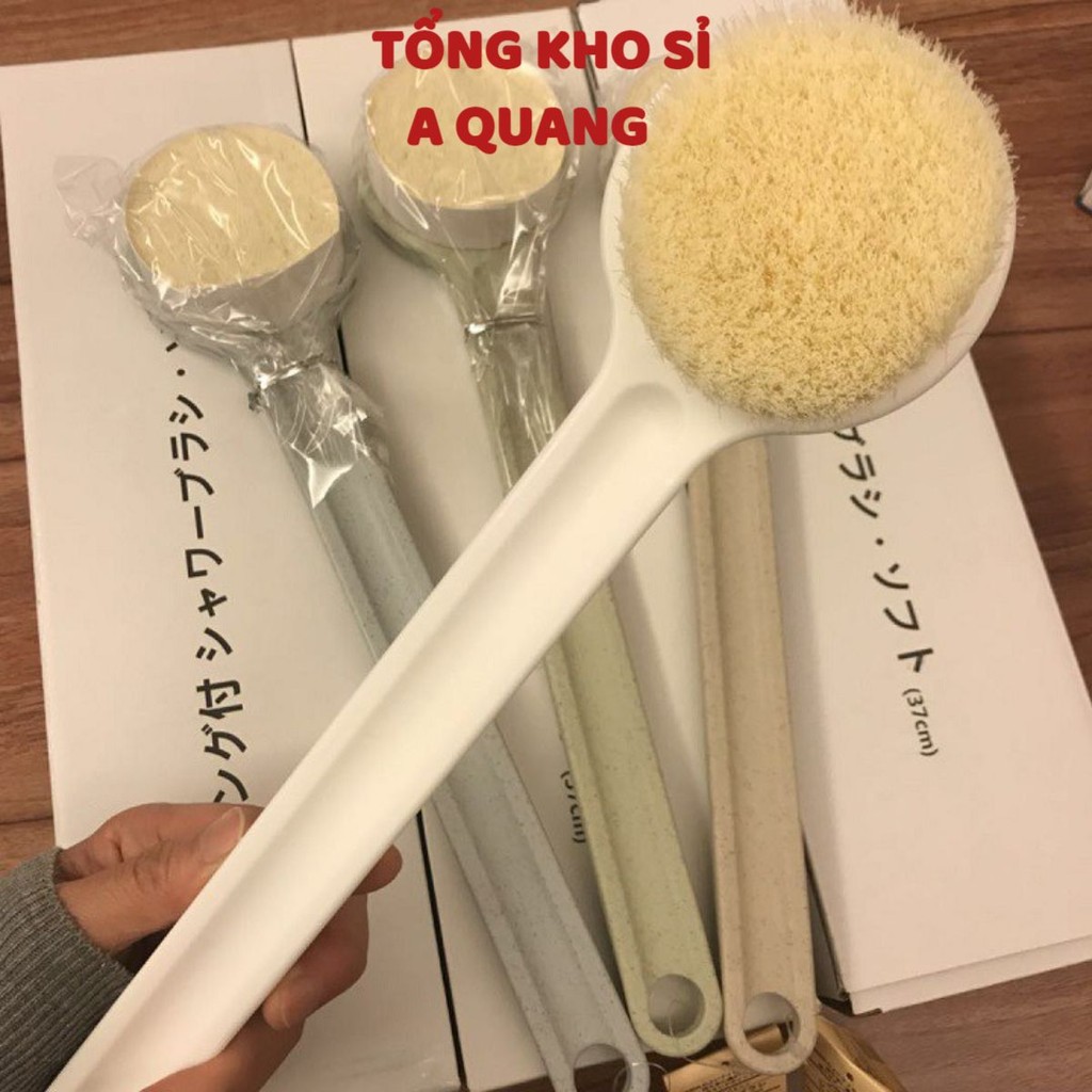 Cọ Lưng Siêu Mềm Xuất Nhật Hàng Xịn, Bàn Chải Chà Lưng Muji Nhật Bản, Cây Cọ Tắm Kì Lưng Thư Giãn Dài 35Cm