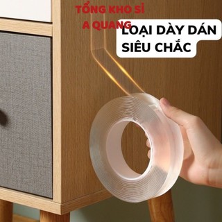 Băng Dính 2 Mặt Nano Trong Suốt Băng Dính 2 Mặt Siêu Dính 3Cm*5M Dán Cố Định Đồ Vật Không Thấm Nước Có Thể Tái Sử Dụng