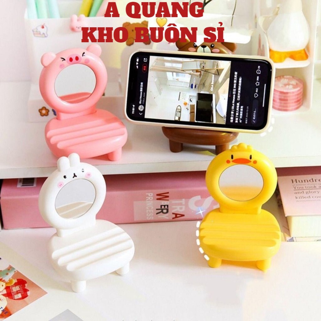 Kệ Đỡ Điện Thoại Để Bàn Họa Tiết Hoạt Hình Kèm Gương Có Thể Điều Chỉnh Tiện Dụng Cao Cấp