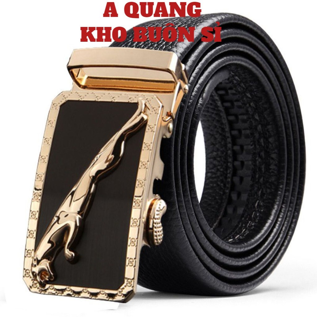 Thắt Lưng Da Nam JAGUAR Khóa Tự Động Cao Cấp [CHÍNH HÃNG] Dây Nịt Nam Da Bò 100% Mặt Mạ Vàng Bạc Nam Tính Hàng Hiệu GG1